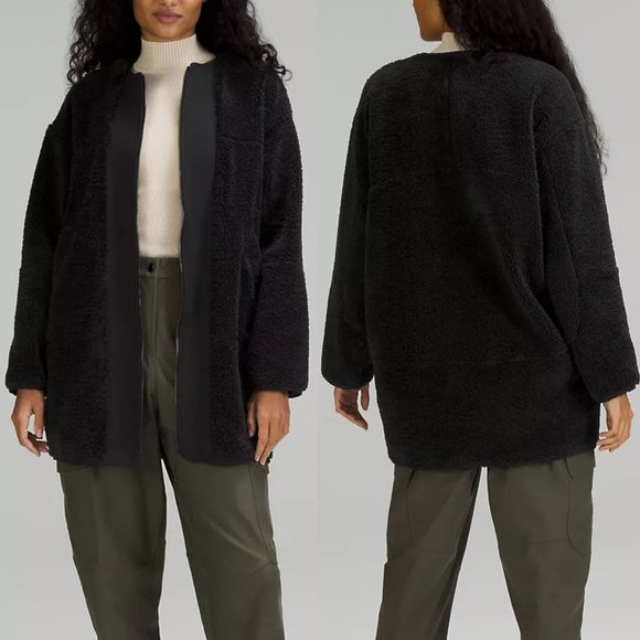 lululemon athletica Jackets & Blazers - NEW Lululemon Collarless Textured Fleece Full Zip 14 Jacket Coat Longline $198